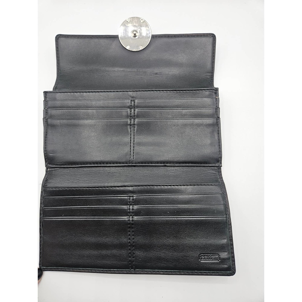 Coach Alexandra Slim Envelope Wallet Black Women's Silver Clasp - Picture 3 of 9
